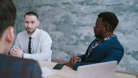 The manager offers new ways to develop the company Stock Footage 125635043