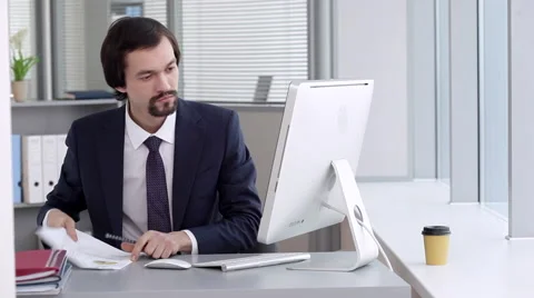 The Manager in the Office Stock Footage 60857770