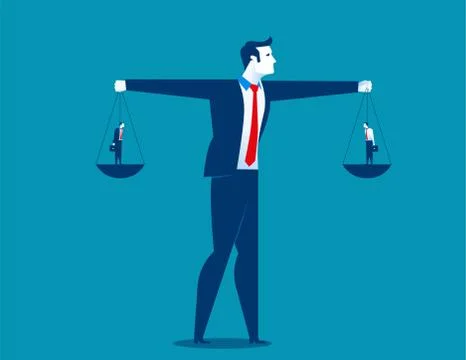 Manager or boss comparing two employees. Concept business illustration. Vecto Stock Illustration