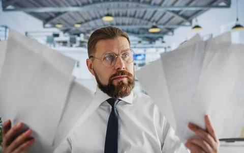 Manager overloaded with paperwork Stock Photos