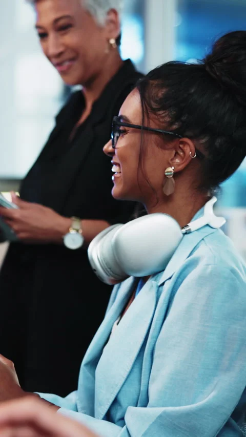 Manager, people and high five in office with tablet, success and good review for Stock Footage 333236769