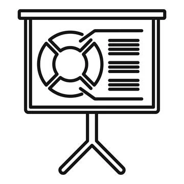 Manager pie chart board icon, outline style Stock Illustration
