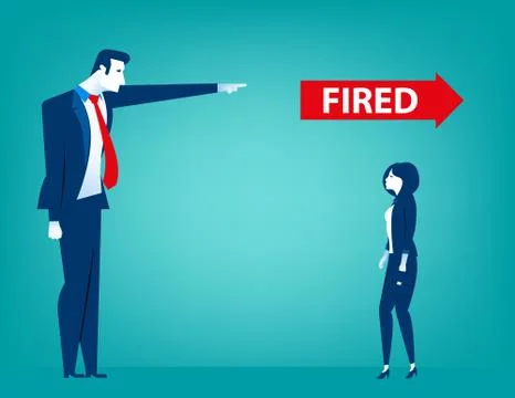 Manager pointing fired at businessman Stock Illustration