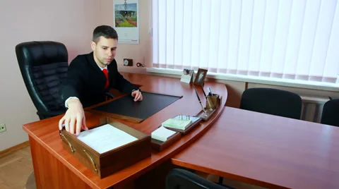 Manager Reads Sign And Put Stamp Stock Footage 39150669