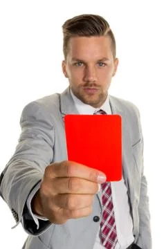 Manager with red card 스톡 사진
