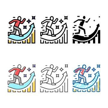 Manager running and diversity working for increase profit color icon vector Stock Illustration