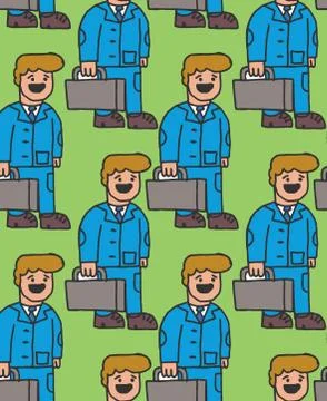 Manager seamless pattern. Guy in suit goes to work ornament Stock Illustration