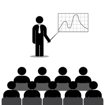 Manager shows a graph of employees Stock Illustration