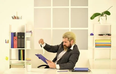 Manager solving business problems. Businessman in charge successful business Stockfoto's