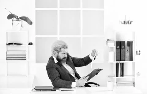 Manager solving business problems. Businessman in charge successful business Foto stock