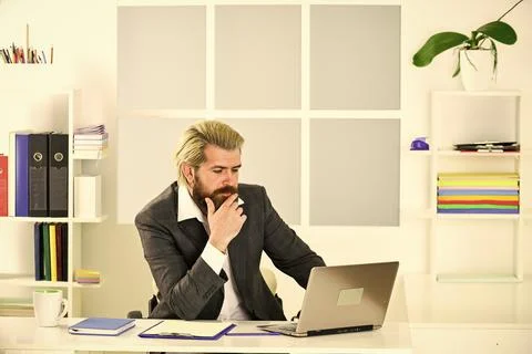 Manager solving business problems. Raising standards. Stock market. Office staff Stock Photos