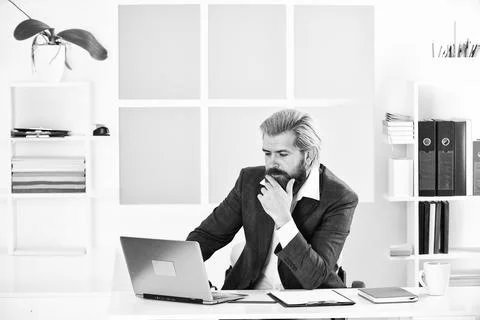 Manager solving business problems. Raising standards. Stock market. Office staff Stock Photos