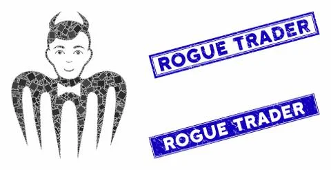 Manager Spectre Devil Mosaic and Distress Rectangle Stamp Seals 스톡 일러스트
