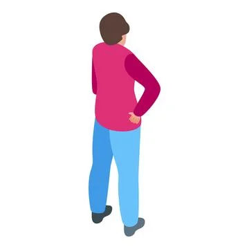 Manager standing with hands on hips looking away isometric icon Stock Illustration