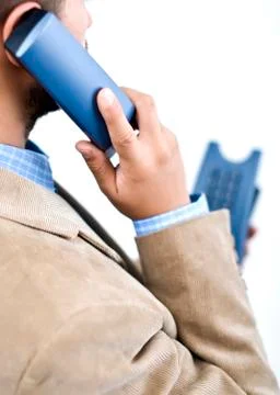 Manager talking at the phone. Stock Photos