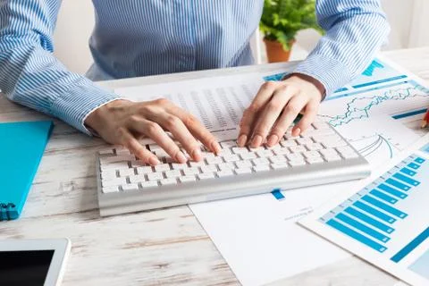 Manager typing on computer keyboard Stock Photos