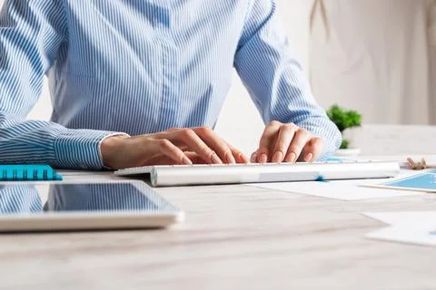 Manager typing on computer keyboard Stock Photos