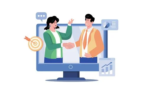 A Manager Uses Data To Improve Customer Loyalty Stock Illustration