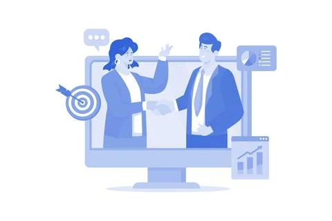 A Manager Uses Data To Improve Customer Loyalty Illustrazione stock