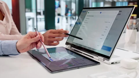 Manager Using Payroll And Time Tracking Stock Footage 328715529