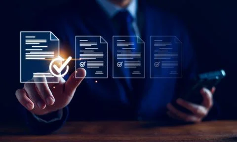 Manager is verifying the validity, security, approving requests, quality assu Foto stock