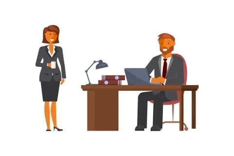 Manager woman talking Stock Illustration