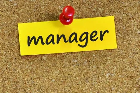Manager  word on notes paper with cork background Stock Photos
