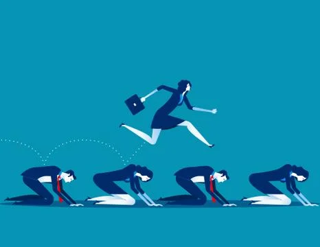 Manager work on the hardship of other. Concept business vector illustration. Stock Illustration