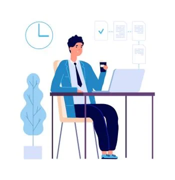 Manager at work. Multitask businessman planning office strategy. Secretary or 스톡 일러스트