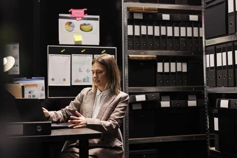 Manager working at administrative record Fotos Stock