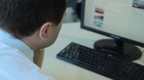 Manager works at the computer Stock Footage 49920546