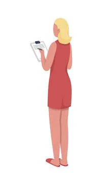 Manageress controlling work process semi flat color vector character 스톡 일러스트