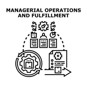 Managerial operations and fulfillment process illustration Stock Illustration