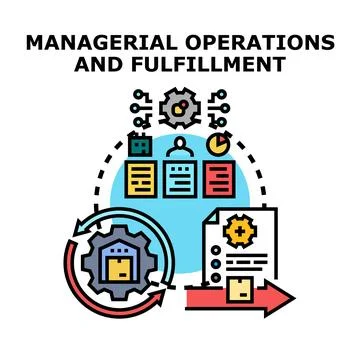 Managerial operations and fulfillment process illustration Stock Illustration