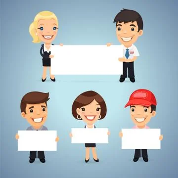 Managers With Blank Placards Stock Illustration
