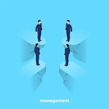 Managers in business suits on a blue background, isometric image Stock Illustration