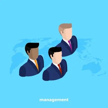 Managers in business suits on a blue background, isometric image Stock Illustration
