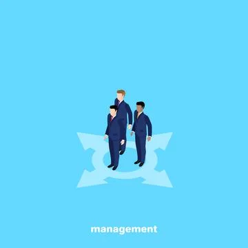 Managers in business suits on a blue background, isometric image Stock Illustration