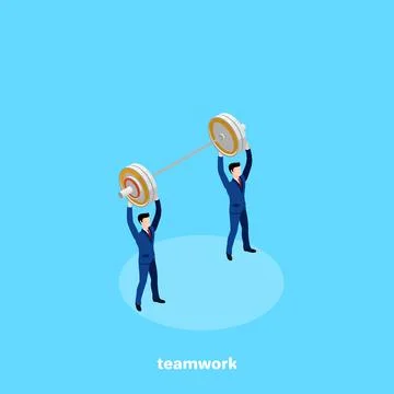 Managers in business suits on a blue background, isometric image Stock Illustration