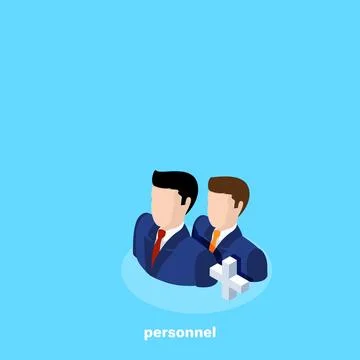 Managers in business suits on a blue background, isometric image Stock Illustration