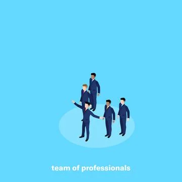 Managers in business suits on a blue background, isometric image Stock Illustration