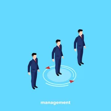 Managers in business suits on a blue background, isometric image Stock Illustration