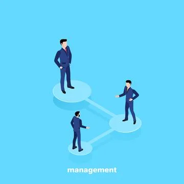 Managers in business suits on a blue background, isometric image Stock Illustration
