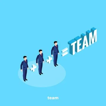 Managers in business suits on a blue background, isometric image Stock Illustration