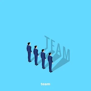 Managers in business suits on a blue background, isometric image Stock Illustration