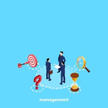 Managers in business suits on a blue background, isometric image Stock Illustration