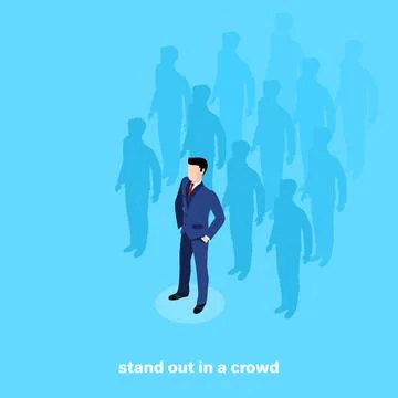 Managers in business suits on a blue background, isometric image Stock Illustration