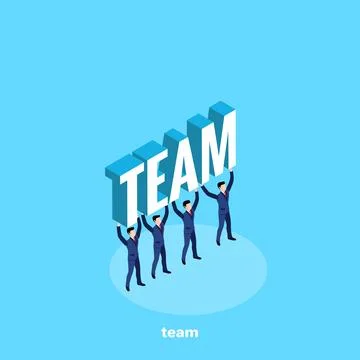 Managers in business suits on a blue background, isometric image Stock Illustration
