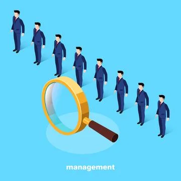 Managers in business suits on a blue background, isometric image Stock Illustration