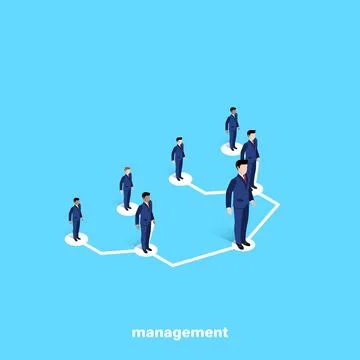 Managers in business suits on a blue background, isometric image Stock Illustration